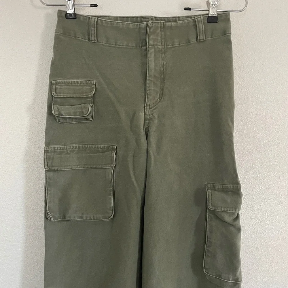 TNA Aritzia Picture Cargo Pant Olive Green High Rise Wide Leg Indie Y2K Size 0 - Picture 6 of 16